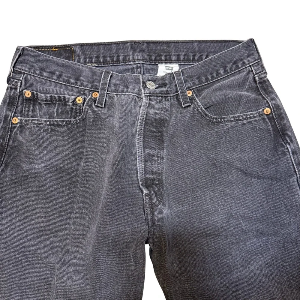 Vintage Levis 501 Original Fit Straight Leg Faded Black Jeans Button Fly 34x30